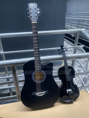 Black Acoustic Guitar and Black Voilin