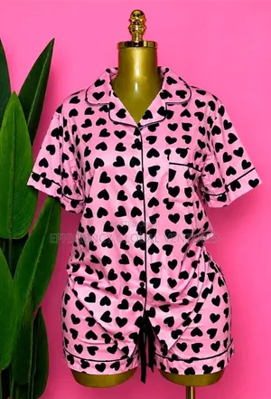 Women's Silk Pajama Set–Short Sleeve Shirt Short Sleepwear Nightwear
