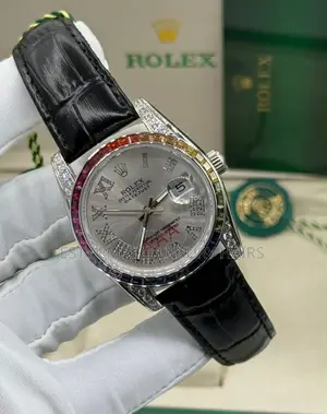 Rolex Quality Luxury Men Genuine Leather Wristwatch