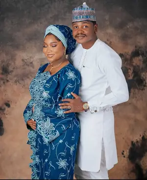 Navy Blue Floral-Embroidered Gown Men’S White Kaftan