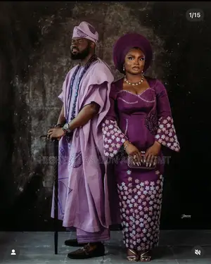Dark Purple Floral-Embellished Gown Men’S Lavender Agbada