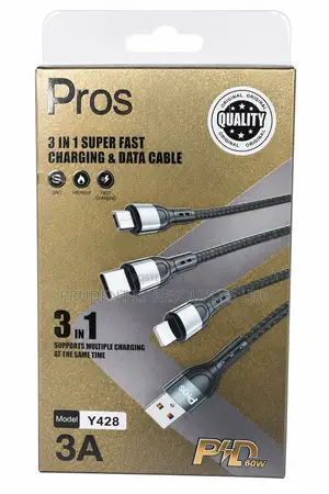 Pros 3-in-1 Fast Charging Cable (Y428) – 60w Pd | 3a