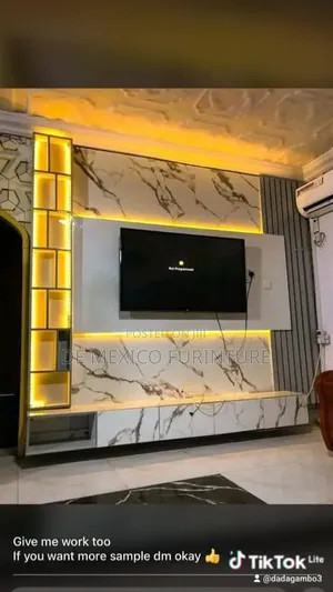 Well Constructed Tv Console With Tape Light