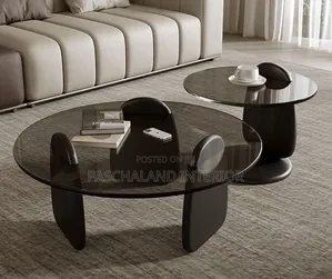 Glass Top Center Table With Side Stool