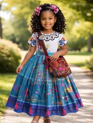 Encanto Cartoon Mirabel Character Dress With Bag Ages 3 to 11 Years