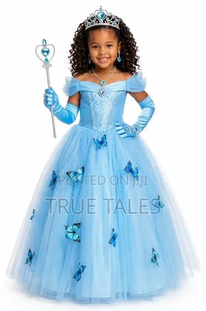 Frozen Elsa Character Dress+ Crown, Cape,Magic Wand,Jewelry Set Gloves