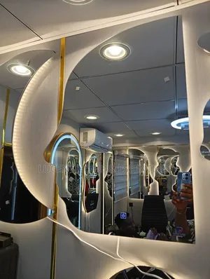 Luxury Wave-Shaped Led Smart Mirror With Touch Sensor Gold Trim