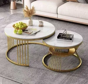 Real Marble Twin Center Table – White Black With Gold Legs (202)