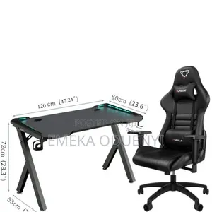 Office/Gaming Chair With Table for Laptop/Desktop- All Black