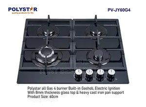 Polystar Inbuilt 4 Gas Burner, Electric Ignition 60cm Size.