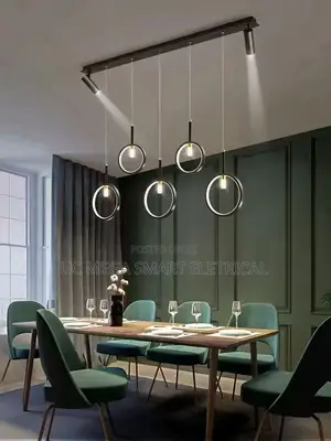 Nordic Minimalist Bar Iron Pendant Light Creative Circle Black