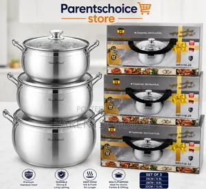 Hausroland Stainless Steel Casserole Set(24,28,32cm) or (26,30,34cm)