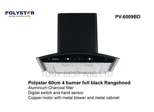 Polystar 60cm 4 Burner Full Black Range Hood