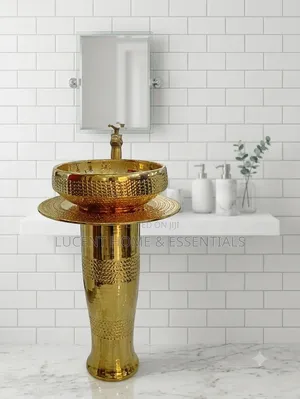 Luxury Royal Gold Pedestal Wash Hand Basin Set Brand New