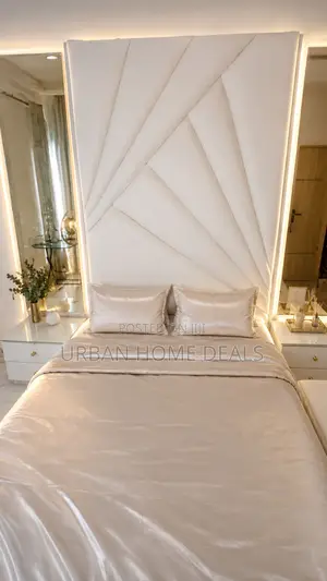 Luxury Upholstered Bed Frame With Side Mirrors Bedside Cabinets