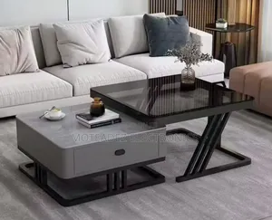 2pcs Modern Aesthetic Luxury Marble/Glass Center Tables With Drawer