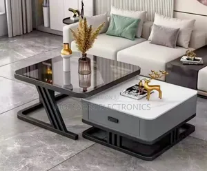 2pcs Modern Aesthetic Luxury Marble/Glass Center Tables With Drawer