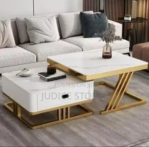 Real Marble Twin Center Table With Drawer