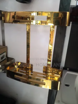 Luxury Gold Double Layer Bathroom Shelf