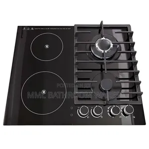 Built-in Gas Hob 2 Gas 2 Electric Burner 60cm Tempered Glass Cooktops