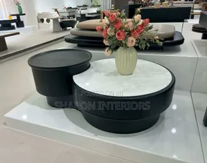 Modern Round Coffee Table With Storage Side Table