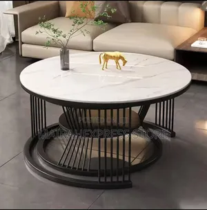Marble Top With Steel Stand Double Center Table T362