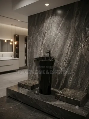 Premium Black Ceramic Pedestal Wash Hand Basin for Executive Bathrooms