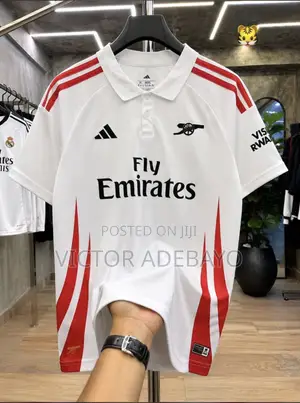 Arsenal White Collar Polo