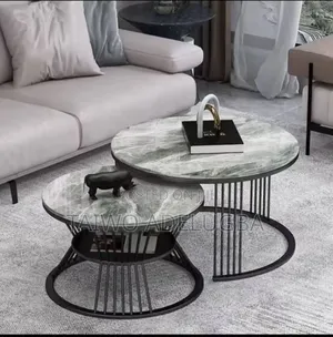Marble Top With Steel Stand Double Center Table