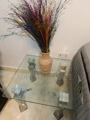 Glass Center Table With 2 Glass Stools