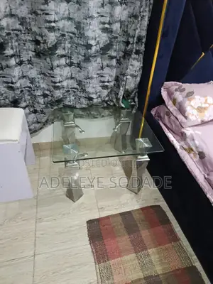 Glass Center Table With 2 Glass Stools