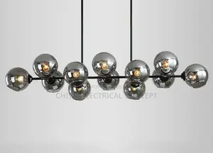 Grey Glass Led Pendant Lights For Living Room Chandeliers Island