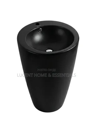 Luxury Matte Black Pedestal Wash Hand Basin – Brand New