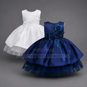 Luxury Satin Floral Appliqué Princess Dress (4y-7y)