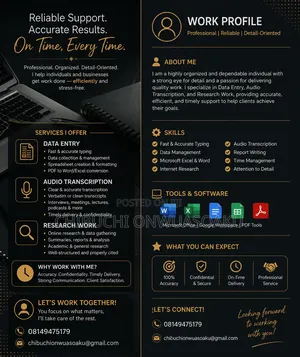 Data Entry Audio Transcription and Research Work