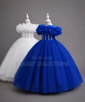 Royal Blue and White Princess Ball Gown (7yrs-12yrs)