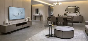 Modern Fluted Tambour Coffee Table With Marble Top