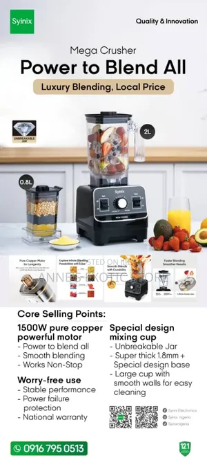 Syinix Mega Crusher 1500w Blender With Grinder