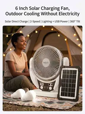 6 Inch Solar Charging Fan, Outdoor Cooling Without Electricity Solar