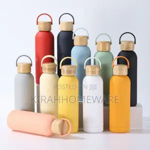 Matte Vacuum Bottle With Wooden Cover (500ml)