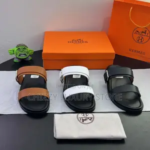 Hermes Quality Luxury Men Genuine Leather Pams