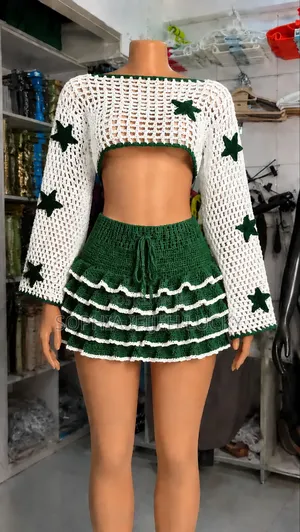 Handmade Crochet Shrug Ruffle Skirt Set by Crochet by Francy