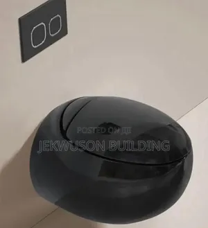 Wall Hung Wc Oval Shape Black With Black Buttons