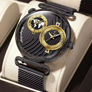 Poedager Wrist Watch Analog and Digital Black With Gold Face