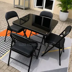 Luxury Foldable Table and 2 Chair ( Black )