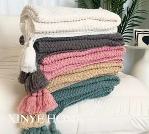 Knot Throw Blanket 130x170cm Soft Cozy Knitted Sofa Bed Blanket
