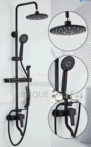 Quality Black Matt Shower With Soap Dish and Multiple Water Display