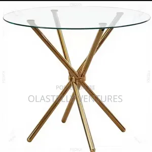 Modern Stainless Steel Tempered Glass Table With Glass Countertop T