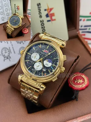 Mettle Wrist Watch Analog and Digital Gold With Blue Black Face