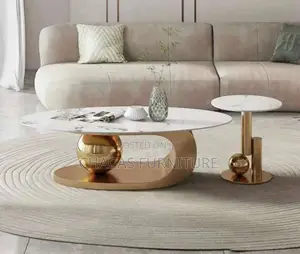 Luxury Marble Coffee Table Set - Modern Center Table Side Stool
